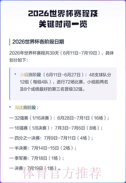 2026世界杯赛程直播时间表最新完整指南