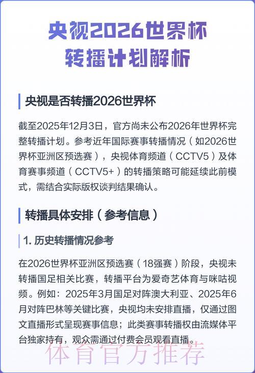 2026世界杯全程直播平台完整攻略